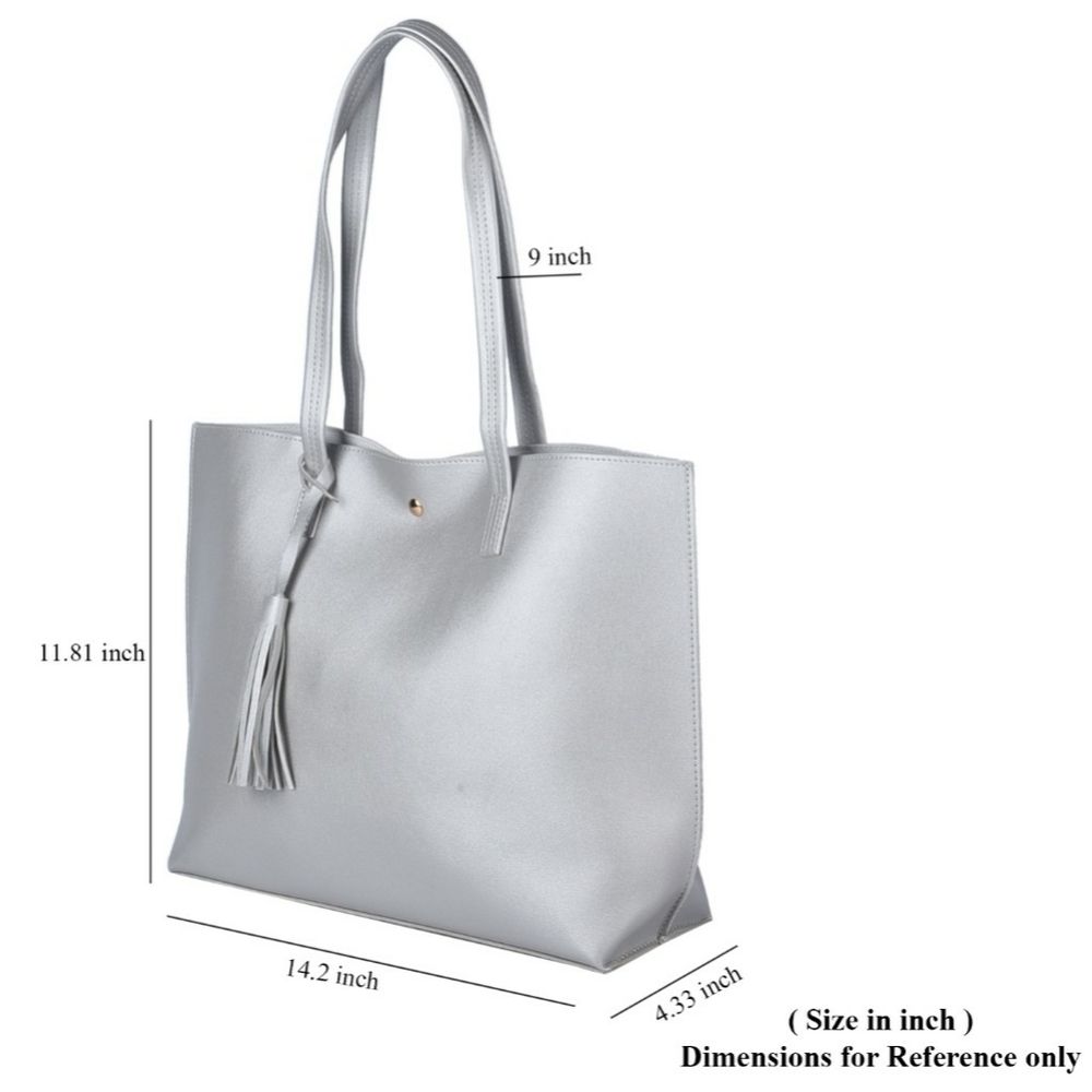 NWT Passage Silver Faux Leather Tote - Picture 9 of 9